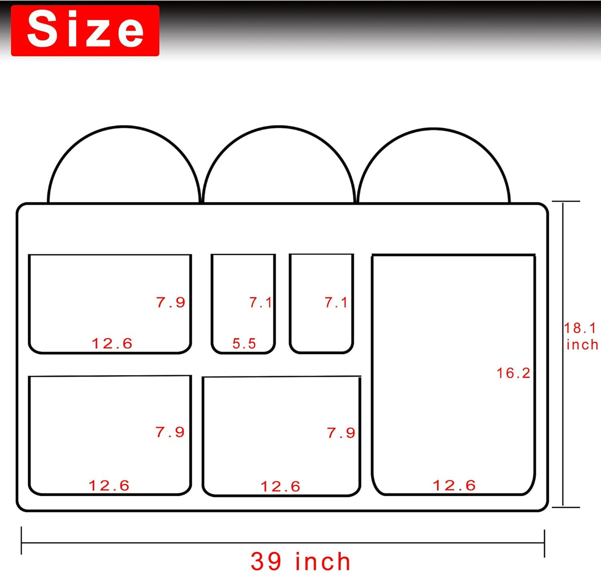 Car SUV Backseat Trunk Organizer Hanging Bag,6 Nylon Fabric Pockets, Interior Storage Organizer Accessories, For SUV, Jeep, MPV, Space Saving Design