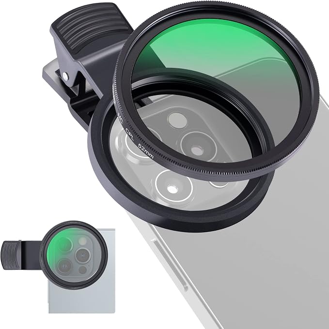 NEEWER 52mm CPL Filter for Phone, Clip On Circular Polarizing Lens Filter