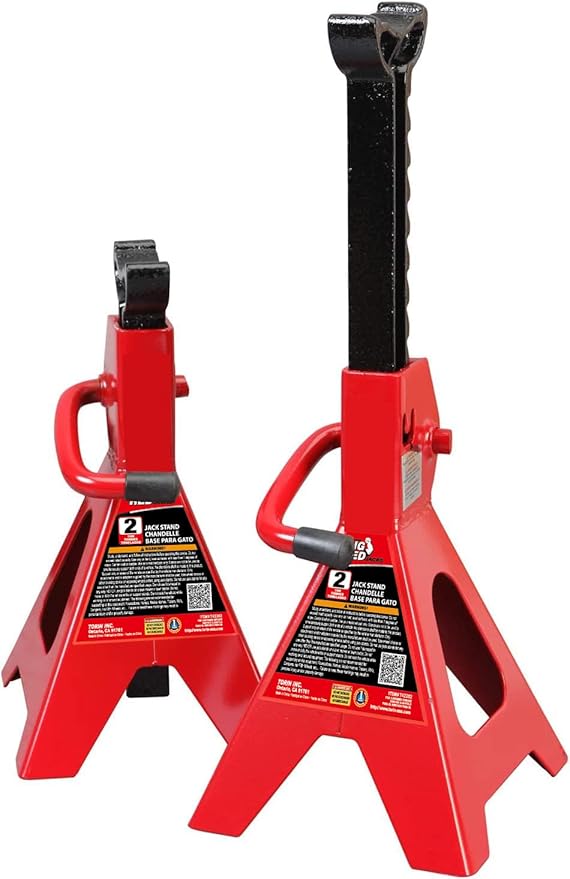 Big RED AT42002R-3 Torin Jack Stands (1 Pair): Exceptional Use for Cars, Sedans, and Most Automobiles - 2 Ton (4,000 lb.) Capacity, Red