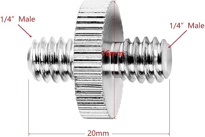 Anwenk Standard 1/4"-20 Male to 1/4"-20 Male Threaded Tripod Screw Adapter