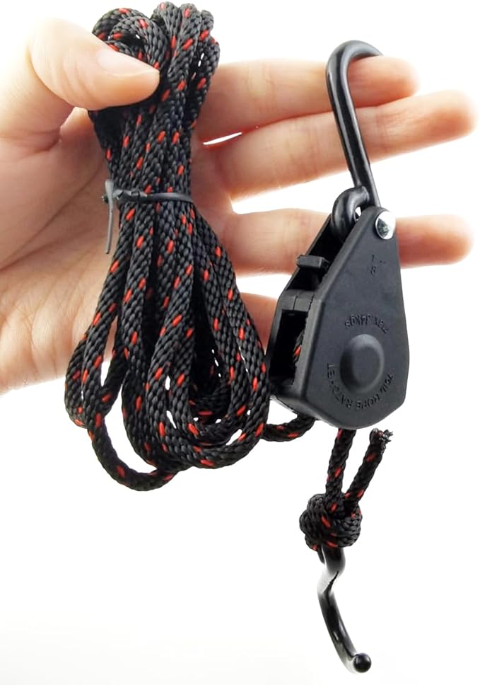 GXXMEI 4PCS 8ft 1/8in Adjustable Heavy Duty Rope Hanger Ratchet Kayak and Canoe Bow and Stern Tie Downs Straps