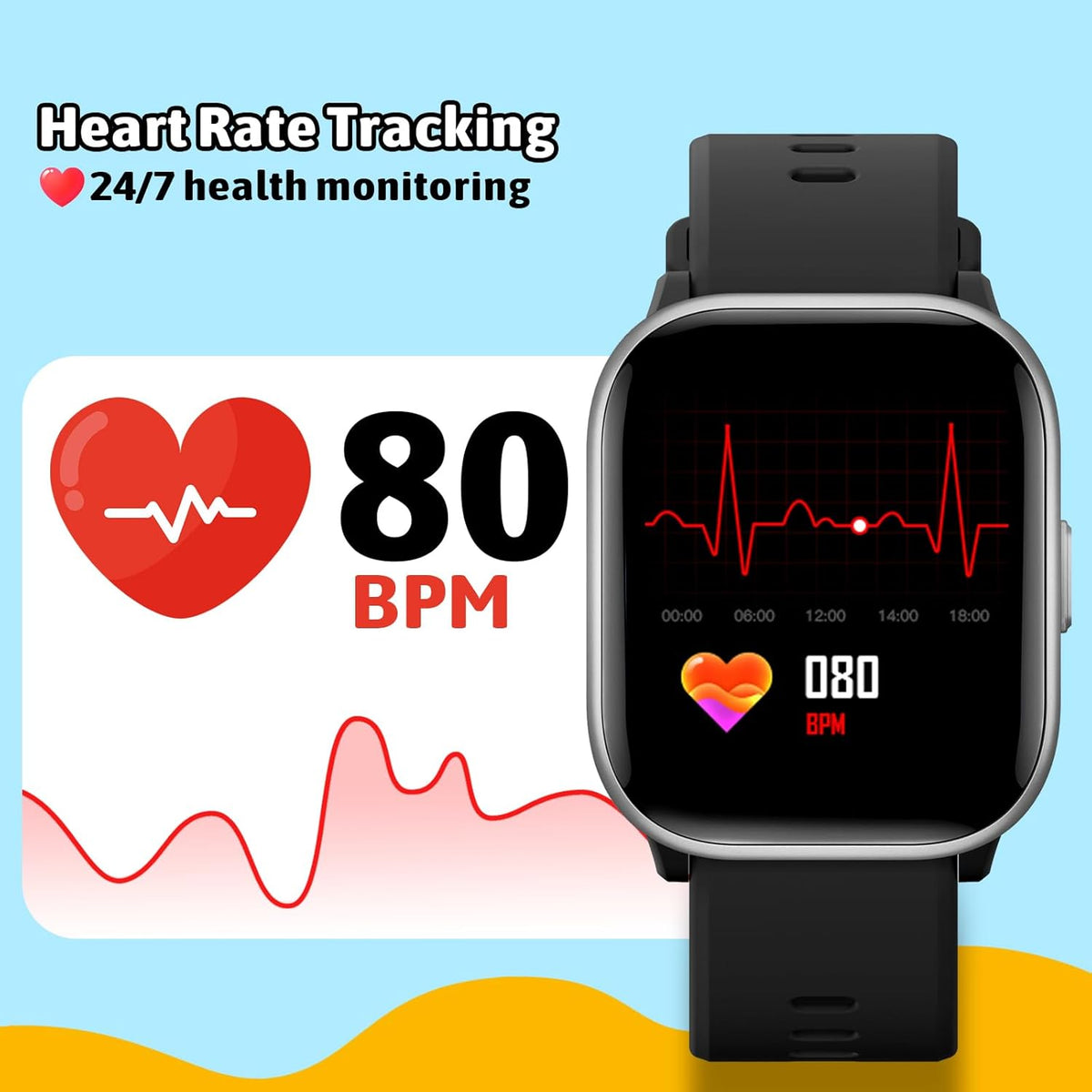 Skiennix Kids Smartwatch - 20 Sport Modes, Pedometer & Sleep Monitor | Perfect Birthday Gift for Ages 6-16 (Black)