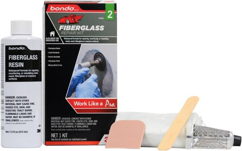 Fiberglass Resin Repair Kit - All-in-One 1/2 Pint Set with Resin, Hardener, Cloth & Tools for Automotive, Marine & Home Use