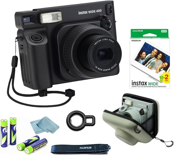 FujiFilm Instax Wide 400 Black Instant Camera Bundle