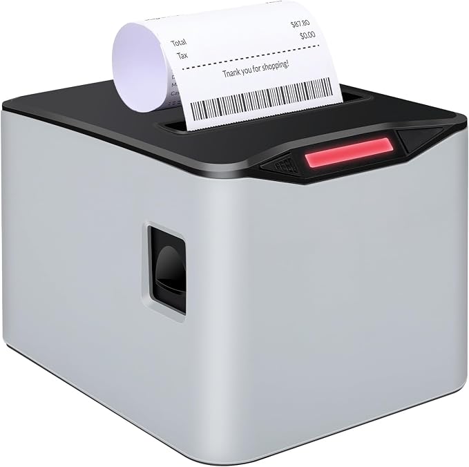 NUCOUN Thermal Receipt Printer, 80mm USB POS Printer, Auto Cutter, Support Cash
