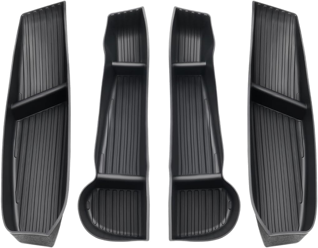 Shademax Car Door Organizer Tray for Tesla Model Y 2021-2024 (Not for Model Y Juniper) Door Side Storage Box Insert for Tesla Model Y Accessories 2024 - TPE Material, Black, 4 Pieces