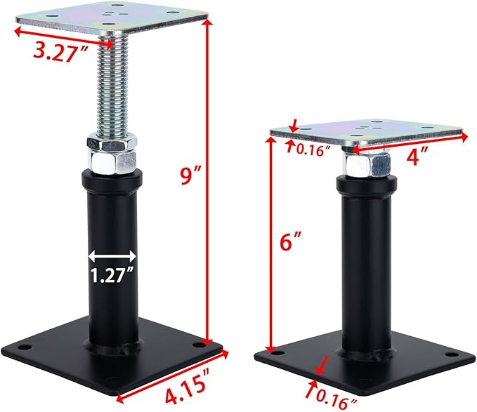 4-Pack Adjustment Floor Jack Post Floor Jack Lift Supports 6-9 Inch Adjustable House Jack,Adjust Supports,Lift Supports,Mini Screw Jack, Floor Straightener,Level Supports