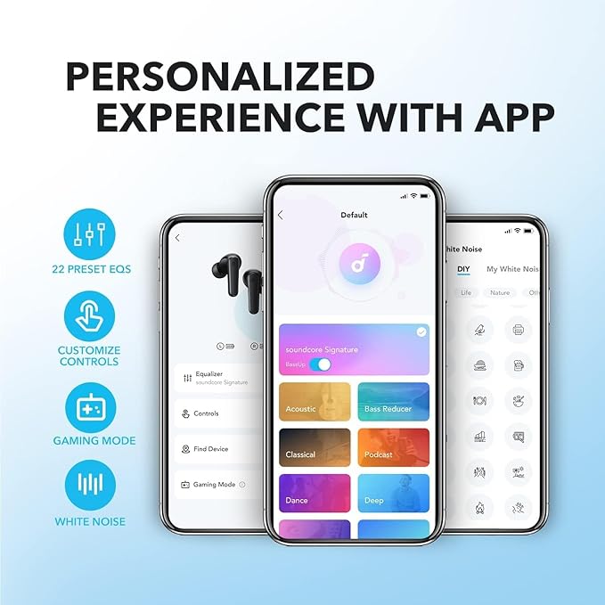Soundcore by Anker P20i True Wireless Earbuds, with Big Bass, 30H Playtime | Bluetooth 5.3, Water-Resistant, 2 Mics for AI Clear Calls, 22 Preset EQs, Customization via App