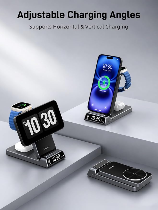 3 in 1 Charging Station for Apple, ELECDOV Magnetic Charger for iPhone