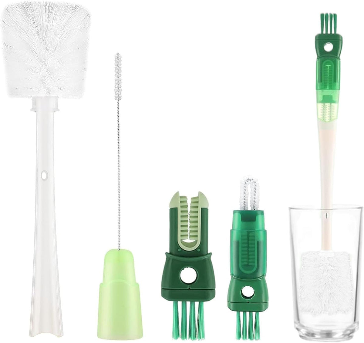 Skiennix Water Bottle Cleaner Brush - 5-in-1 Scrubber Set for Effortless Bottle Cleaning