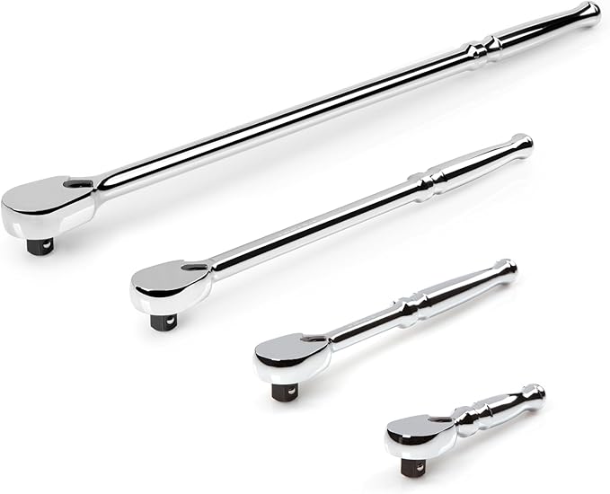 TEKTON 3/8 Inch Drive Non-Quick-Release Ratchet Set, 4-Piece (4-1/2, 8, 12, 18 in.) | SRH91007