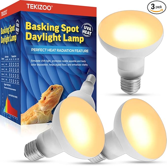 Reptile Heat Lamp UVA Basking Daylight Spot Bulb for Amphibian,Lizard,Tortoise,Bearded Dragon 75W(3 Pack)
