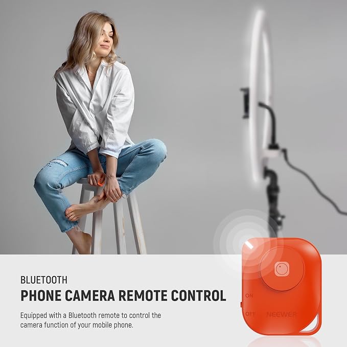NEEWER 18 inch Ring Light with Tripod Stand and Phone Holder, Ultra Thin Video
