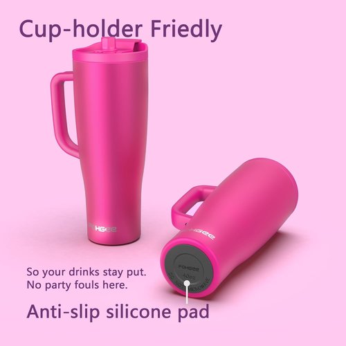 FOHGEE 40oz Insulated Tumblers - Leakproof Set with Straw Lid & Handle Lid | 2-Pack