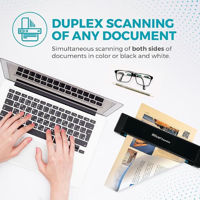 IRIScan Executive 4 Pro Black Portable Duplex Scanner, 8 PPM USB Document and