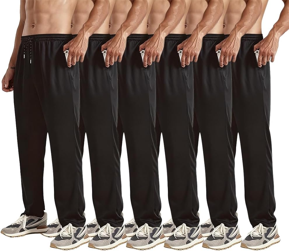ZH Men's Sweatpants - Lightweight Quick-Dry Joggers with Pockets for Workout & Lounge | 3 Pack