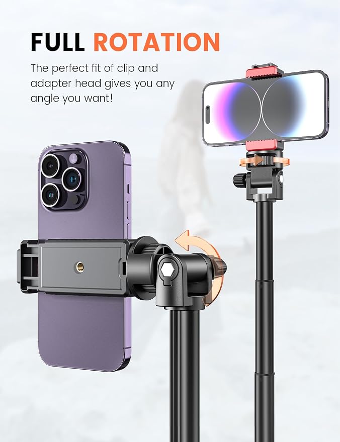 Pnitri 71'' Phone Tripod Stand, Extendable Reinforced Aluminum Phone Stand