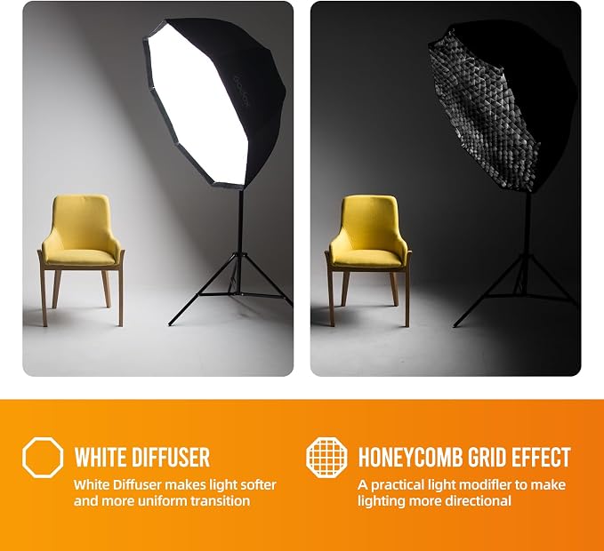 Godox Photo Studio 80cm 31.5in Portable Octagon Umbrella Softbox, 190cm Light