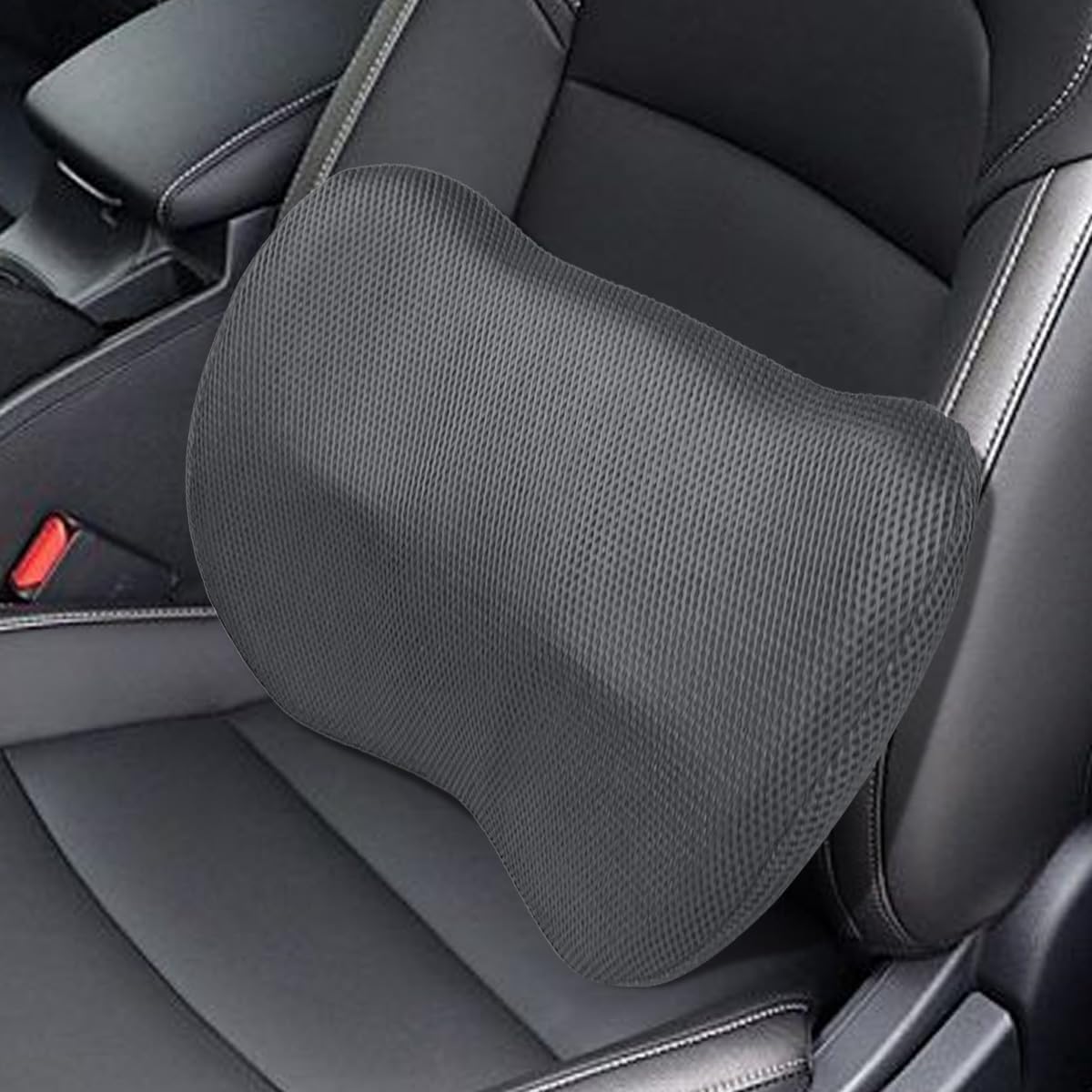 Car Lumbar Support Pillow, Breathable Memory Foam Car Seat Back Cushion for Comfortable Driving, Universal Auto Interior Rest Pillow for Home, Office, Wheelchair (Blue)