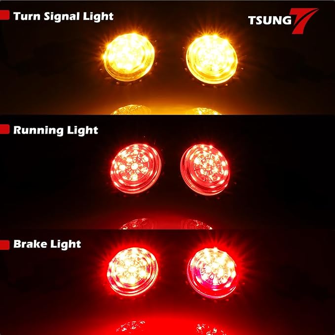 TSUNG 2PCS Motorcycle Rear Turn Signals LED Bullet SMD Blinkers Brake Tail