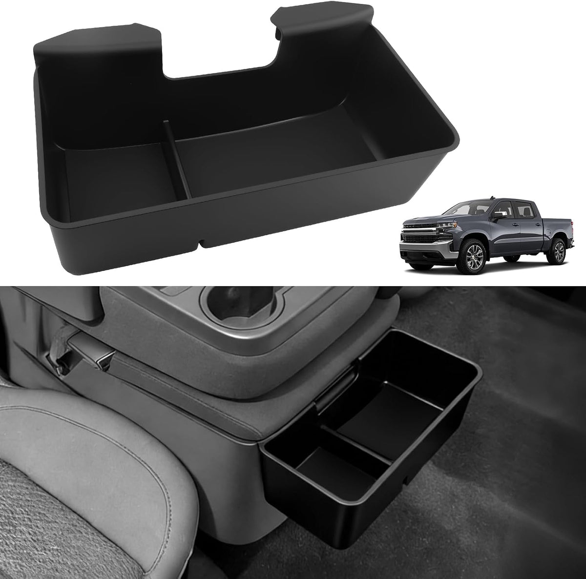 Floor Center Console Organizer for Tesla Cybertruck 2024-2026, Cybertruck Accessories Interior Storage Box, Double Layer Tray Insert, Anti-Slip TPE Console Organizer