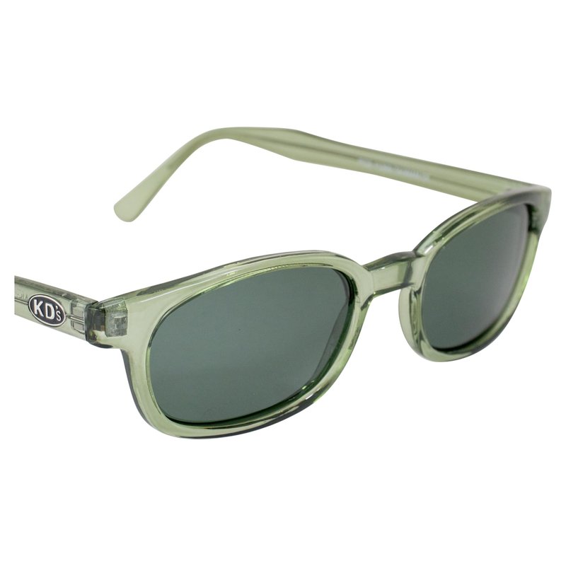 X-KD's Sunglasses 11269 20 Percent Larger than Original KD's ANSI Z80.3 Clear Green Frames w/Polarized Green Lenses