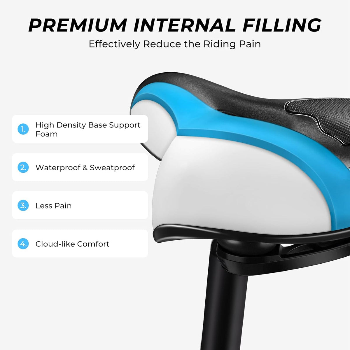 YOUNGDO Comfortable Wide Bike Seat - Breathable Gel Saddle for MTB, Road, and Spinning Bikes