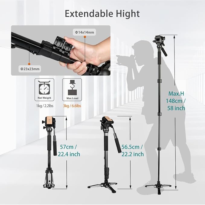 Extendable Camera Aluminum Monopod