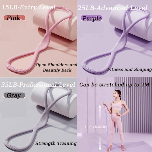 Figure 8 Resistance Band - Elastic Fitness Bands with Handles for Arms, Back & Shoulder Workouts