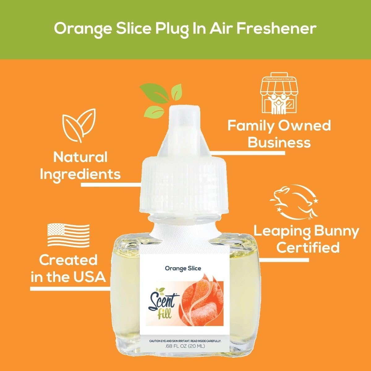 Scent Fill Orange Slice Plug in Air Freshener, Scented Oil Refills, 2 Refills + Diffuser