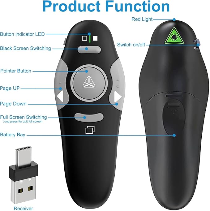 VOVIGGOL USB/Type-C 2 in 1 Presentation Clicker