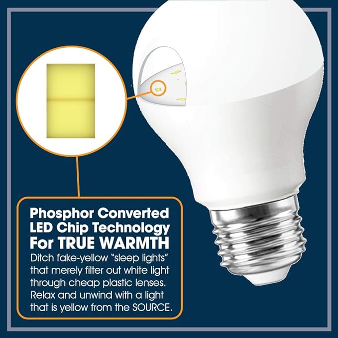 Miracle LED 12W Blue Blocking MAX Warm Yellow Sleep Bulb Replacing Up to 100W to Replicate Setting Sun and Produce Melatonin Organically (2-Pack), Amber Glow, 609019