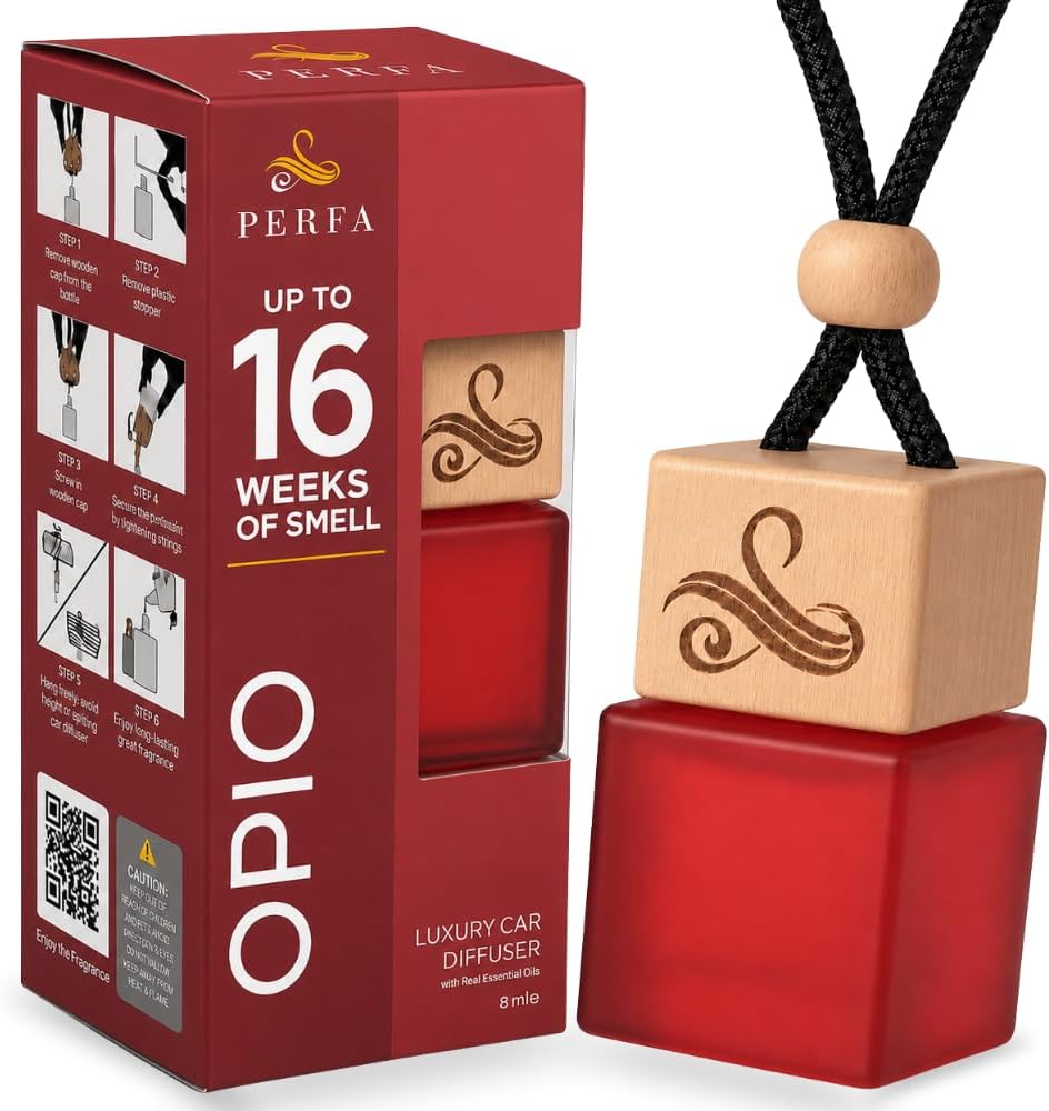 Car Air Freshener for Women - Inspired by Black Op!.um - Long Lasting Luxury Inspired Diffuser - Hanging Wooden Car Scent Perfume with Vent Clip - Odor Eliminator - Diffuser Scents 8ml by Perfa