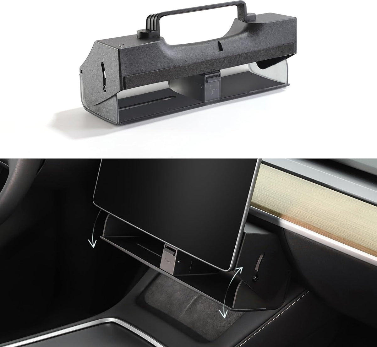TPARTS Hidden Magnetic Under Screen Storage Box for Tesla Model 3/Y
