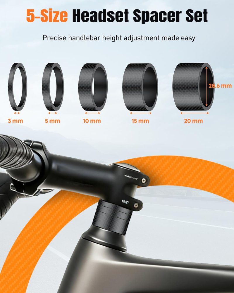 Pawfly Bike Saw Guide for Road Mountain Bike Fork Steerer Seat Post Handlebar, Adjustable Cut Saw Guide with 1-1/8" Carbon Headset Spacers, Carbon Fiber Aluminum Alloy Tube Cutting Tool Cutting Guide