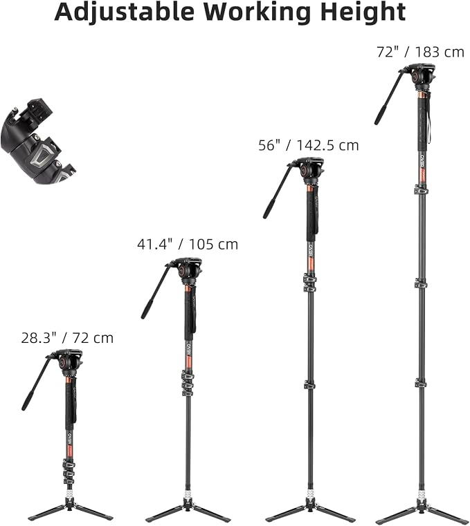 Cayer Monopod Camera Stand, Carbon Fiber Telescopic Monopods Kit