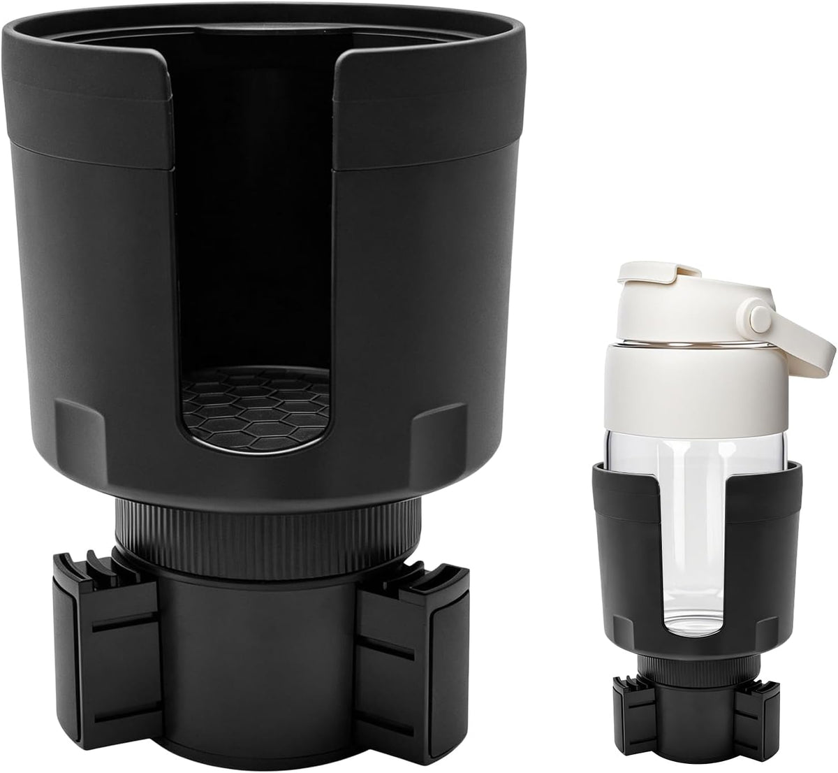 Car Cup Holder Extender, Expandable Auto Cup Holder Adapter with Adjustable Base & Rubber Pad, Waterproof Vehicle Bottle Holders Expander Fits Most Bottles, Car Accessories