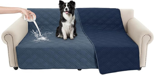 100% Waterproof Dog Couch Protector, Triple-Layer Waterproof Dog Bed Cover Pet Blanket Reversible 2-Tone Sofa Shield, Non-Slip Furniture Guard for Pets(68×82 Inch, Blue+Navy Blue)
