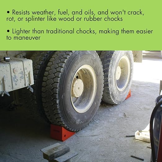Checkers One Large Wheel Chock for 32-46" Tires, Heavy Duty Wheel Chocks for Semi Trucks, Utility, Tractor Trailer, 70k lb Load Capacity, Made in The USA, Polyurethane, UC1500-6
