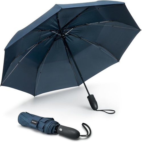G4Free Windproof Travel Umbrella - 46-Inch Double Canopy, Automatic, Compact Design with Strong Fiberglass Frame