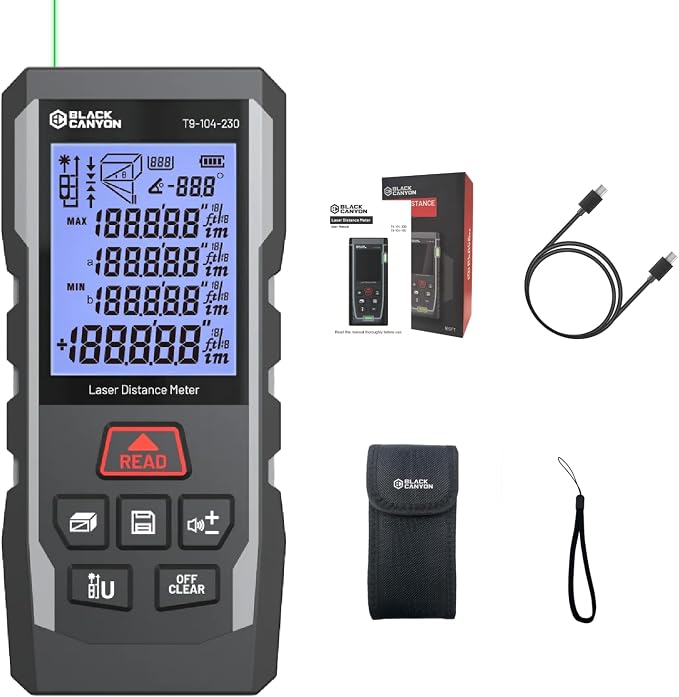 BLACK CANYON Laser Distance Meter, 165/230/330 ft Range