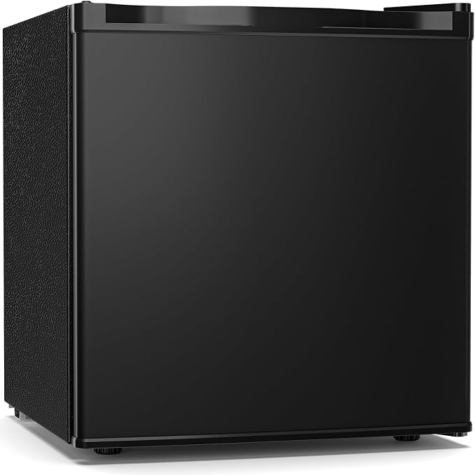 Antarctic Star 1.6 Cu. Ft Mini Fridge with Freezer,Small Compact Refrigerator with Single Reversible Door, Removable Shelves, 7 Adjustable Thermostat, for Dorm/Bedroom/Office,Black