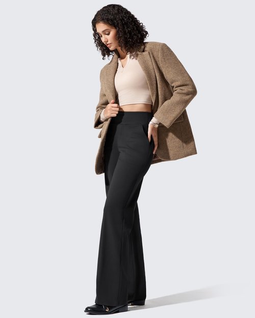 G4Free Wide Leg Pants for Women Fleece Lined Sweatpants with Pockets Winter Work Pants Thermal Loose Fit Casual Dress Daily Office Travel (Black,L,33")