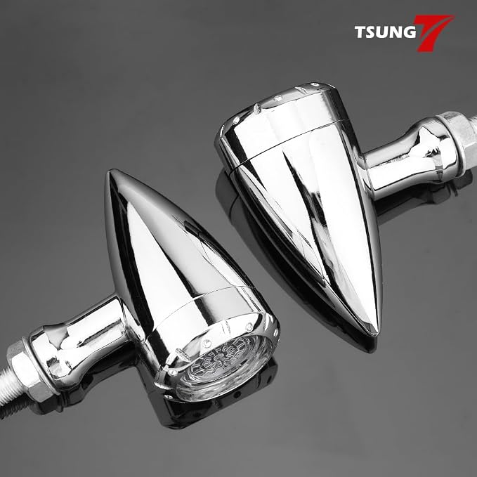 TSUNG 2PCS Motorcycle Bullet LED Front Turn Signal White Amber Light SMD