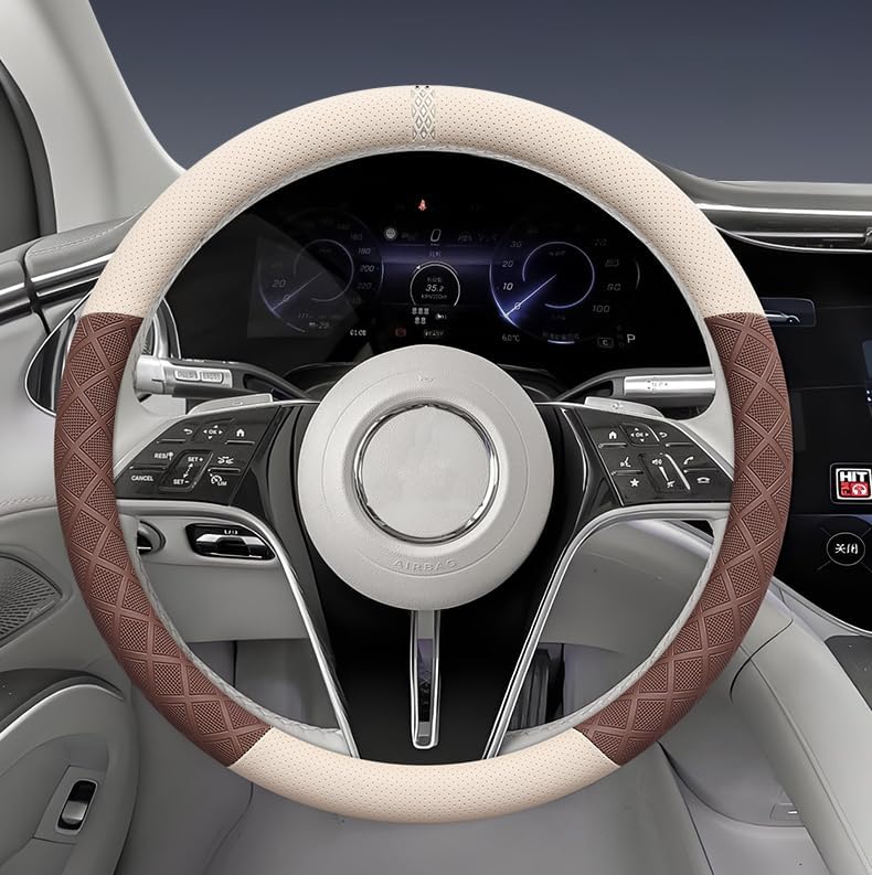 Ultra-Thin Napa Leather Steering Wheel Cover, 15 Inch