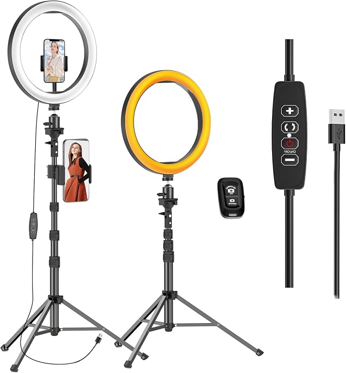 EMART 13" Ring Light with 55" Extendable Tripod Stands and Phone Holder