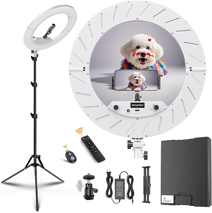 18 Inch Ring Light Kit, 55W Dimmable LED Light, Tripod Stand, Remote Controller