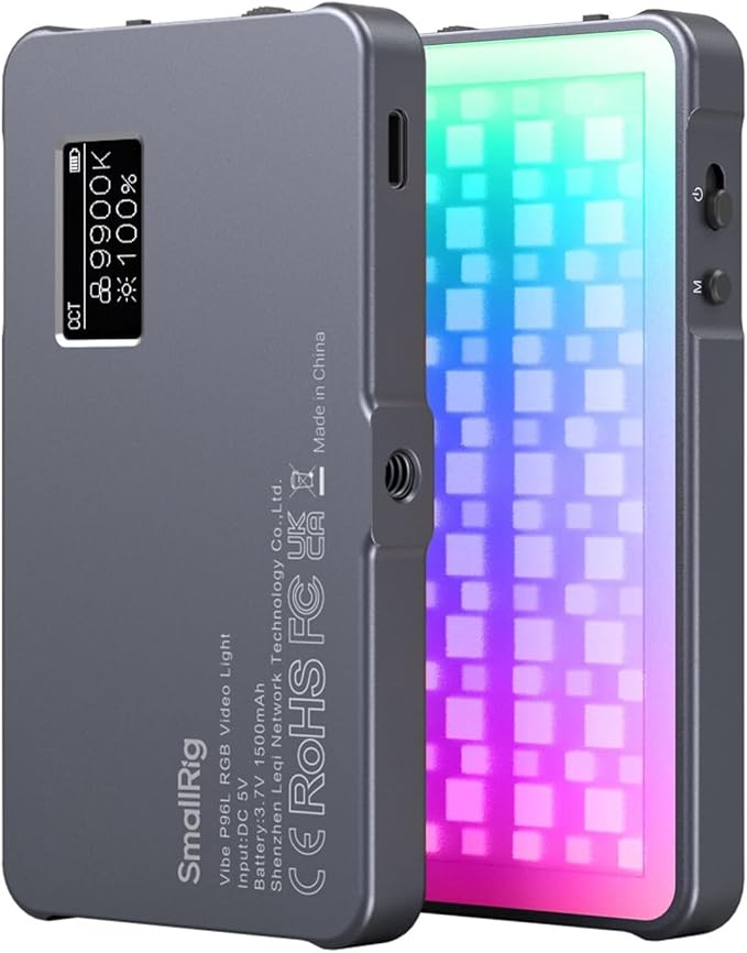 P96L RGB Video Light by SmallRig, Portable Metal LED Camera Light, 2500-8000K