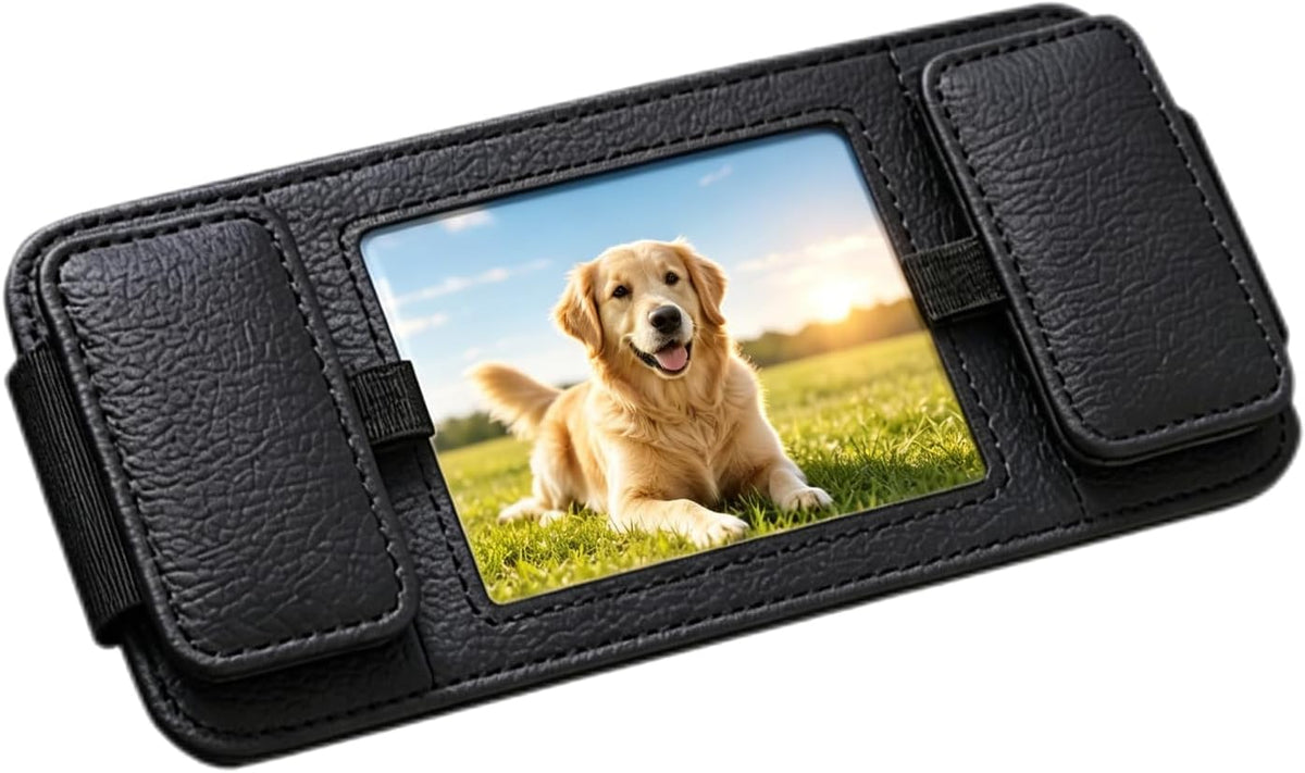 Magnetic Sunglasses Holder for Car Visor,Photo Slot,Black