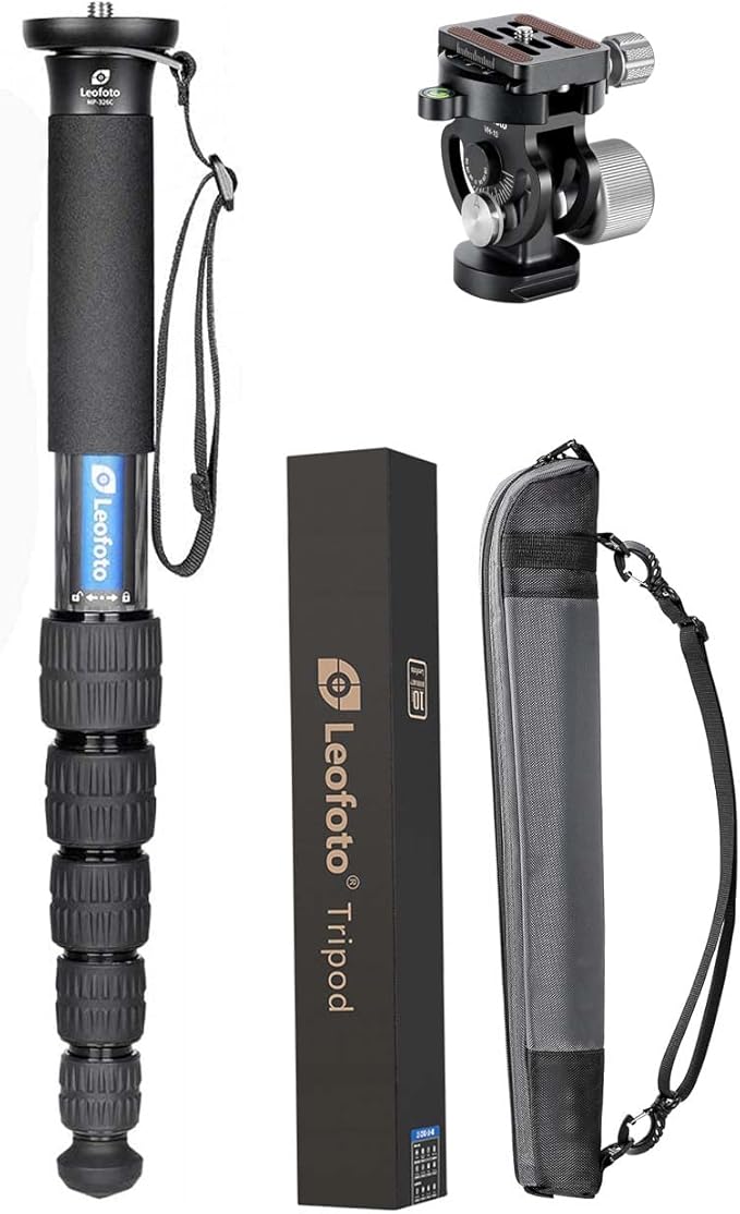 Leofoto MP-366C+VH-10S Monopod and Tilt Head Set, Carbon Fiber, VH-10S Monopod